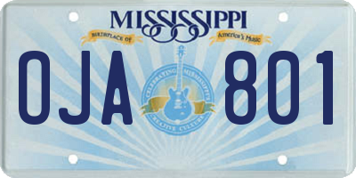 MS license plate OJA801