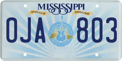 MS license plate OJA803