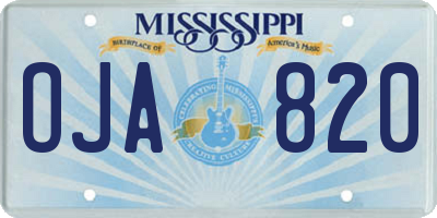 MS license plate OJA820