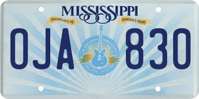 MS license plate OJA830