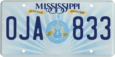 MS license plate OJA833