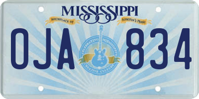 MS license plate OJA834