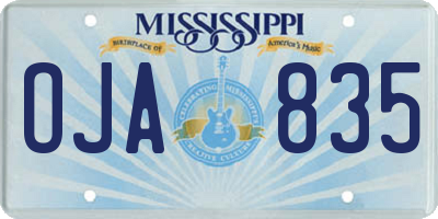 MS license plate OJA835