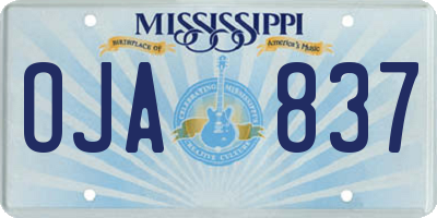 MS license plate OJA837