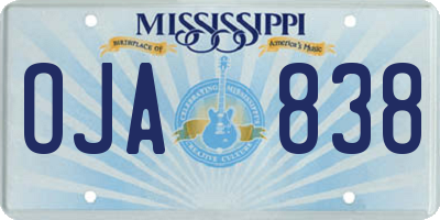 MS license plate OJA838