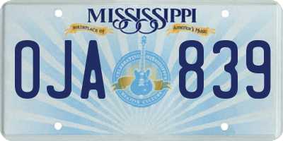 MS license plate OJA839