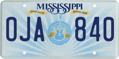 MS license plate OJA840