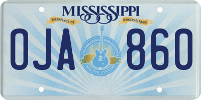 MS license plate OJA860