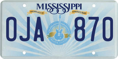MS license plate OJA870