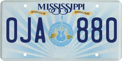 MS license plate OJA880