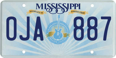 MS license plate OJA887
