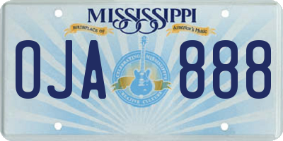 MS license plate OJA888