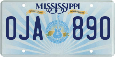 MS license plate OJA890