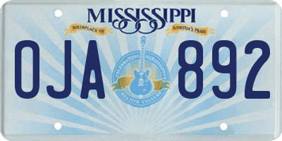 MS license plate OJA892