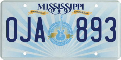 MS license plate OJA893