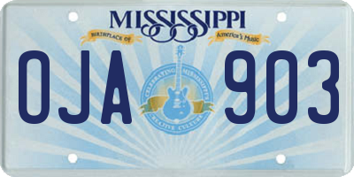 MS license plate OJA903