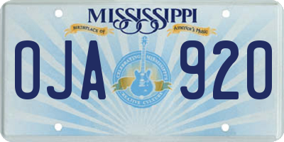 MS license plate OJA920