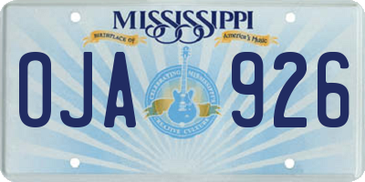 MS license plate OJA926