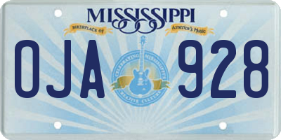 MS license plate OJA928
