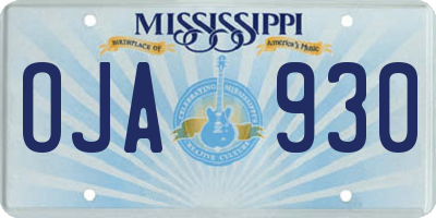 MS license plate OJA930