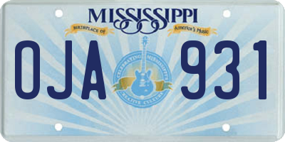 MS license plate OJA931