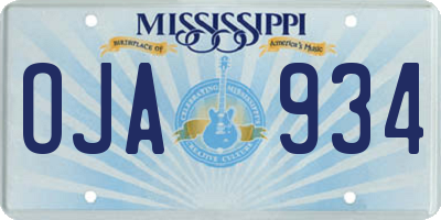 MS license plate OJA934