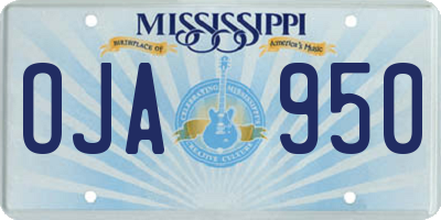 MS license plate OJA950