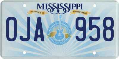 MS license plate OJA958