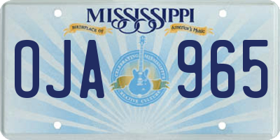 MS license plate OJA965