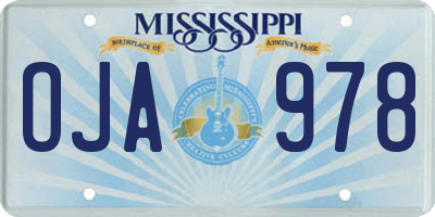 MS license plate OJA978