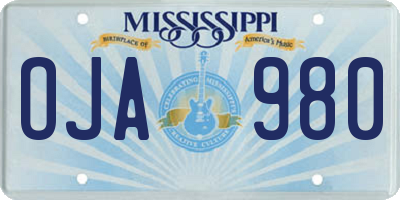 MS license plate OJA980