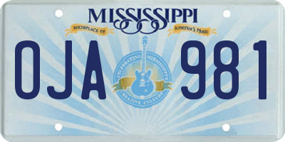 MS license plate OJA981
