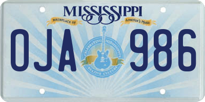 MS license plate OJA986
