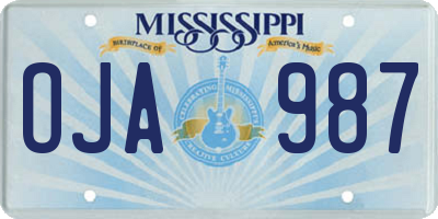 MS license plate OJA987