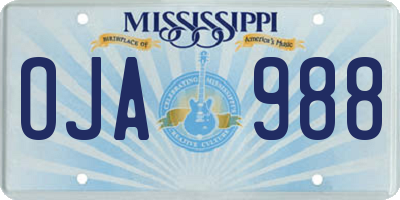 MS license plate OJA988