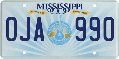 MS license plate OJA990