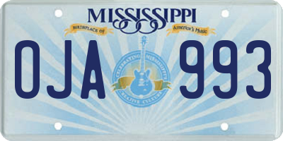 MS license plate OJA993