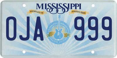 MS license plate OJA999