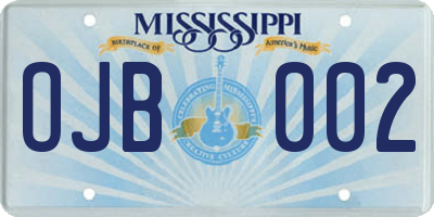 MS license plate OJB002