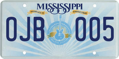 MS license plate OJB005