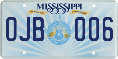 MS license plate OJB006