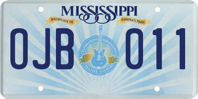 MS license plate OJB011