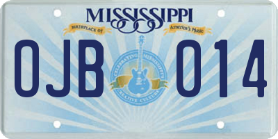 MS license plate OJB014