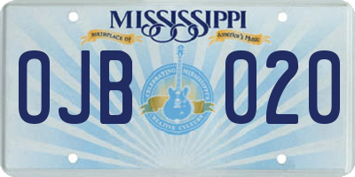 MS license plate OJB020