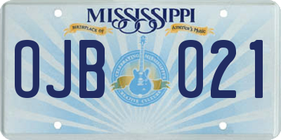 MS license plate OJB021