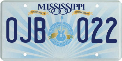 MS license plate OJB022