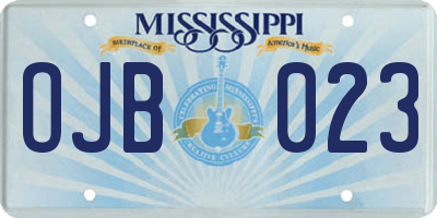 MS license plate OJB023