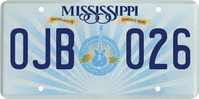 MS license plate OJB026