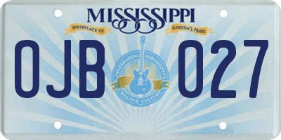 MS license plate OJB027
