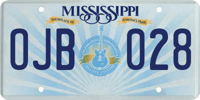 MS license plate OJB028